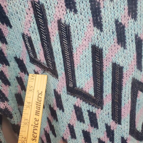 Vintage Juicy Couture XS Y2k Black Label Belarus Geo Pullover Size Wool Blend - Picture 3 of 9